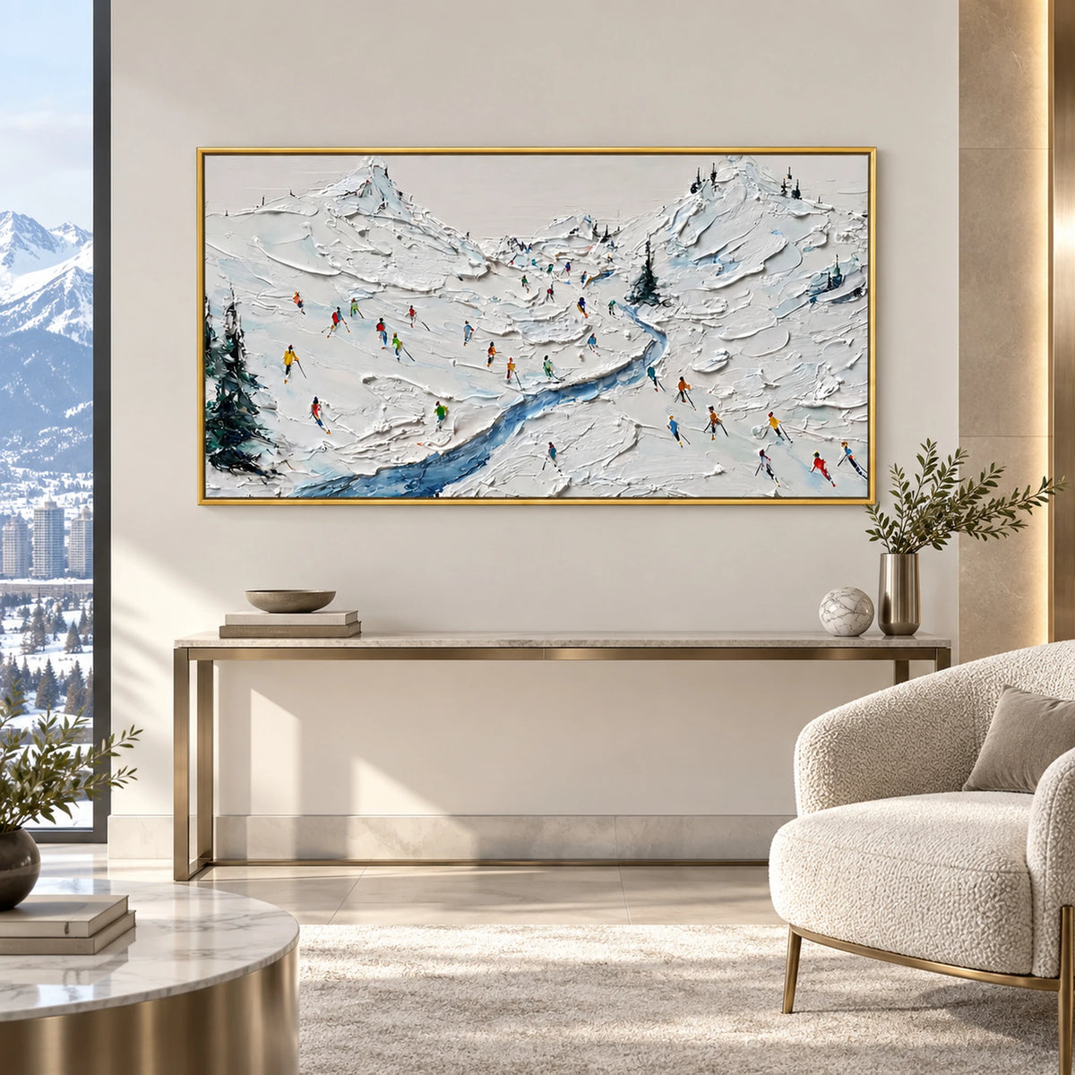Alpine Ski Valley Oil Painting – SK#0909