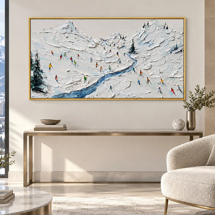 Alpine Ski Valley Oil Painting – SK