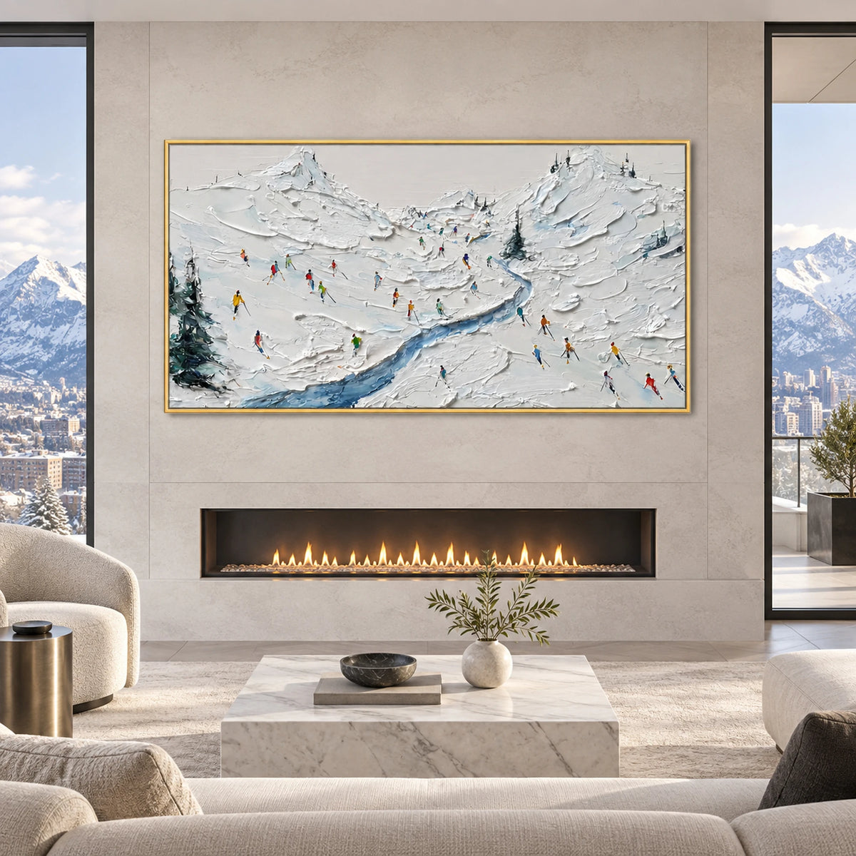 Alpine Ski Valley Oil Painting – SK#0909