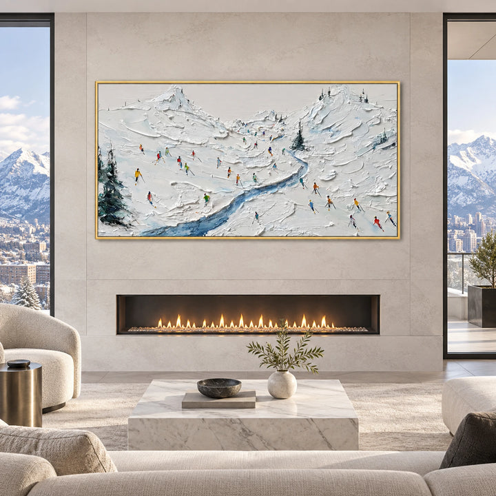 Alpine Ski Valley Oil Painting – SK