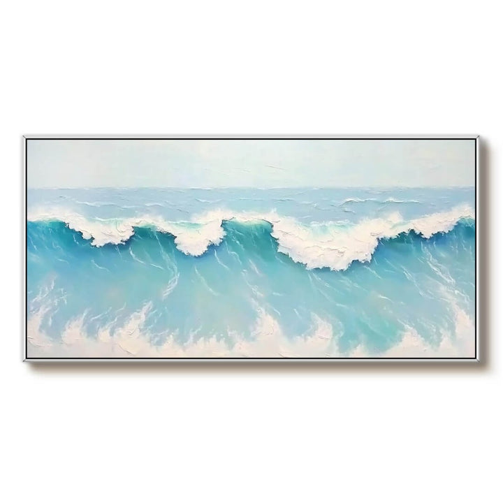 Aqua Veil – Textured Wave Hand-Painted Oil Painting