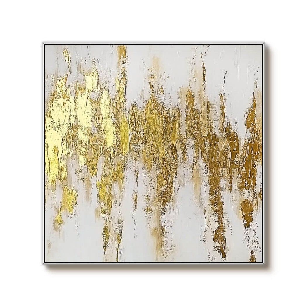 Auric Cascade – Gold Leaf Hand-Painted Oil Painting