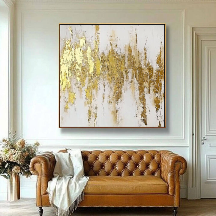 Auric Cascade – Gold Leaf Hand-Painted Oil Painting