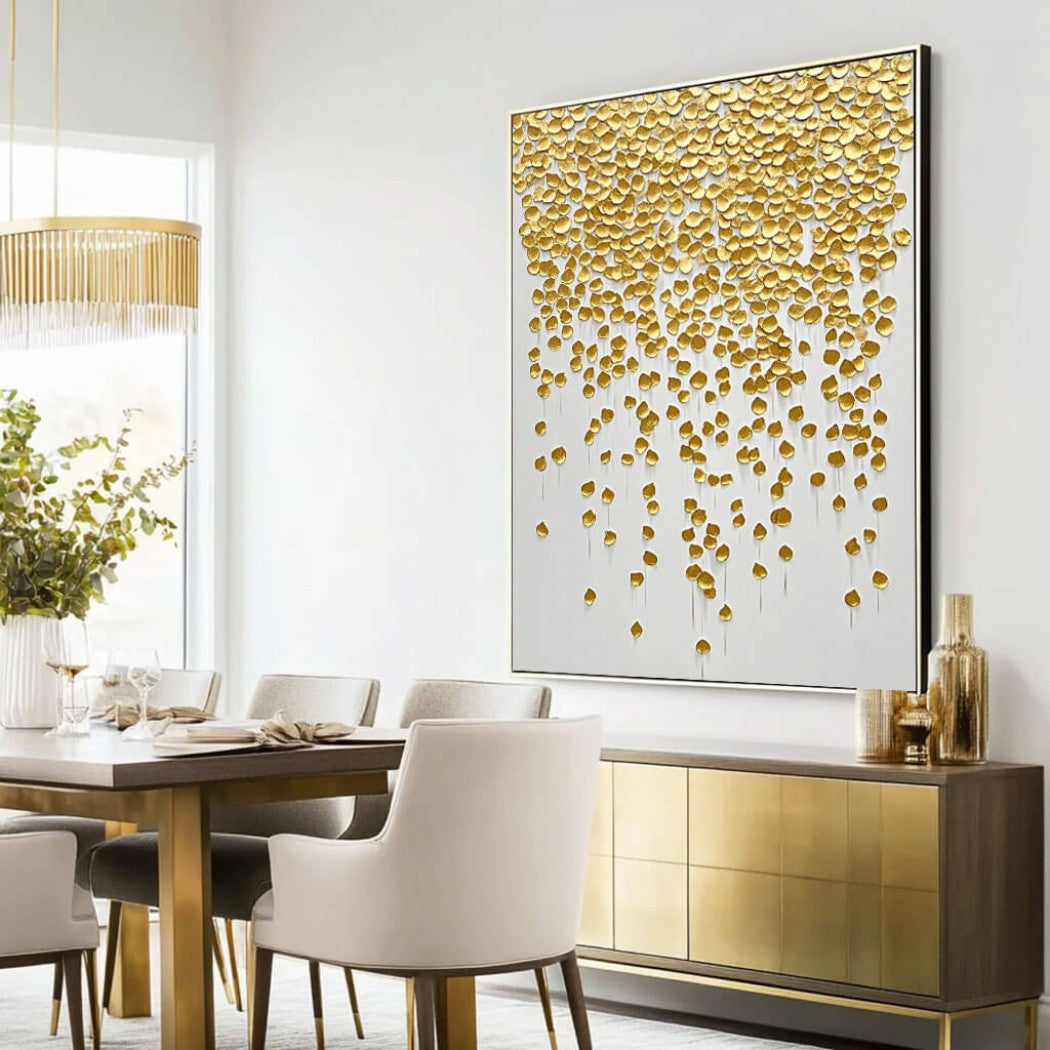 Auric Cascade – Gold Textured Hand-Painted Oil Painting