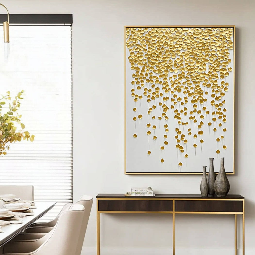 Auric Cascade – Gold Textured Hand-Painted Oil Painting