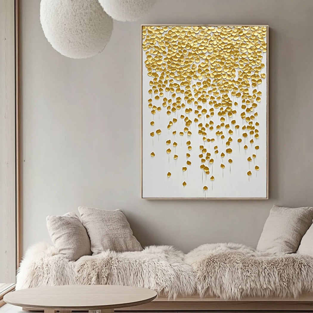 Auric Cascade – Gold Textured Hand-Painted Oil Painting