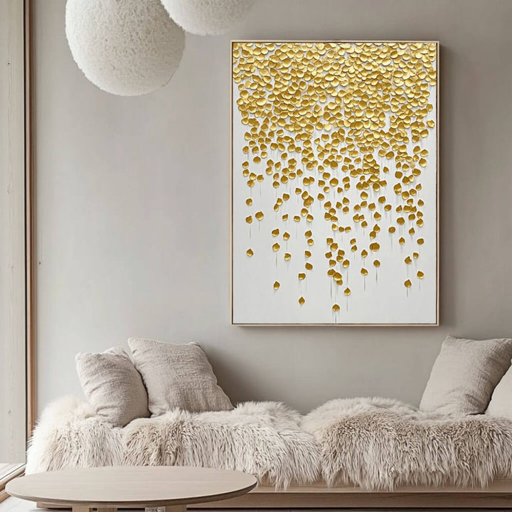 Auric Cascade – Gold Textured Hand-Painted Oil Painting