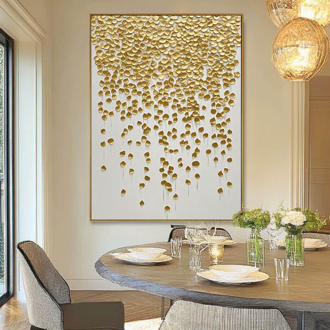 Auric Cascade – Gold Textured Hand-Painted Oil Painting