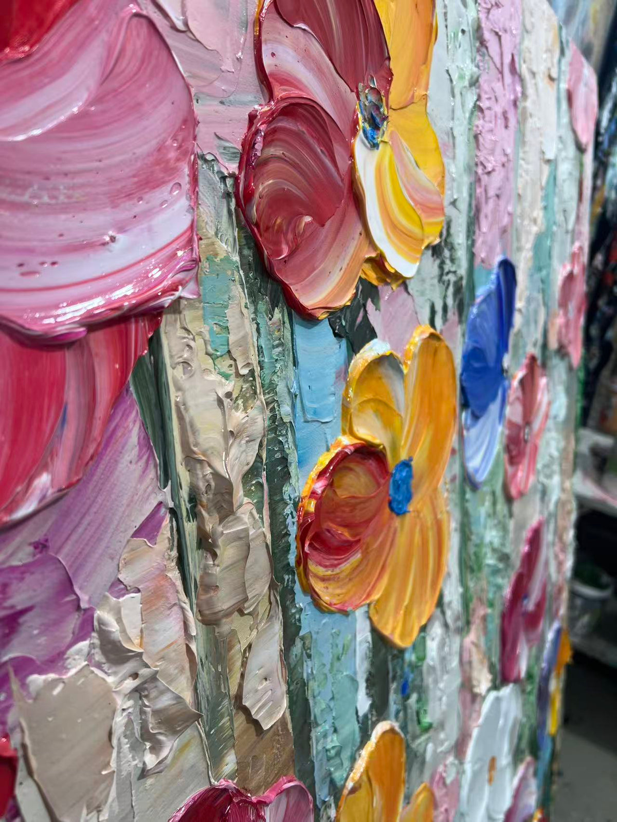 Candy Bloom Textured Impasto Floral Canvas Art TA#030513