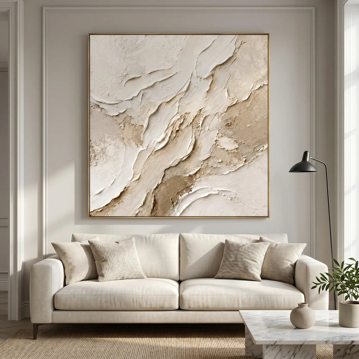 Neutral Textured Oil Painting Canvas Wall Art AA
