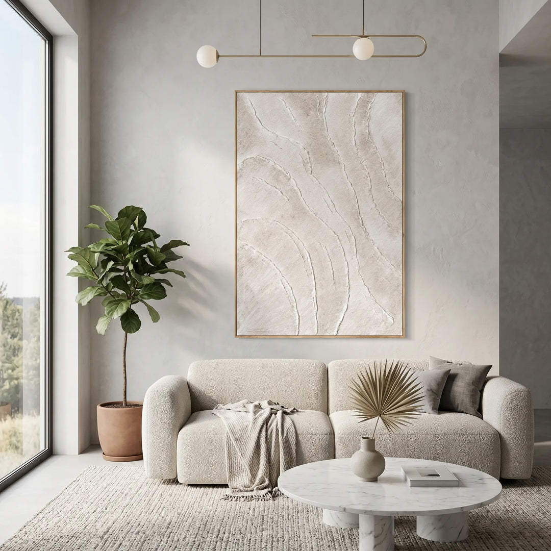 White Textured Abstract Original Oil Painting on Canvas AA