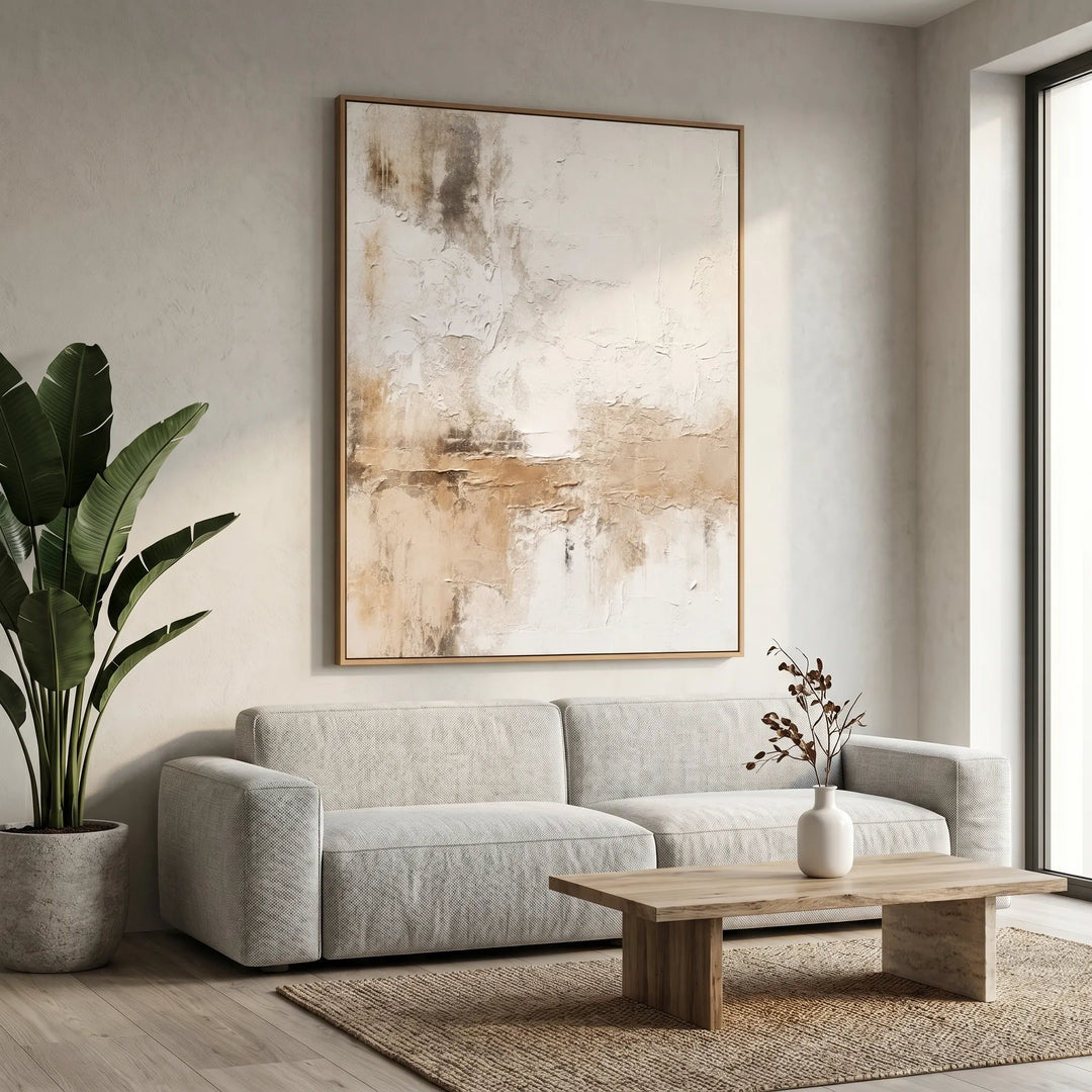 Neutral Abstract Oil Painting Canvas Wall Art AA