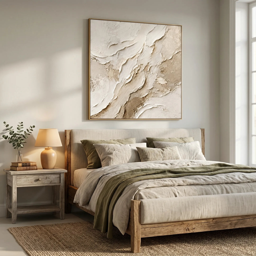 Neutral Textured Oil Painting Canvas Wall Art AA