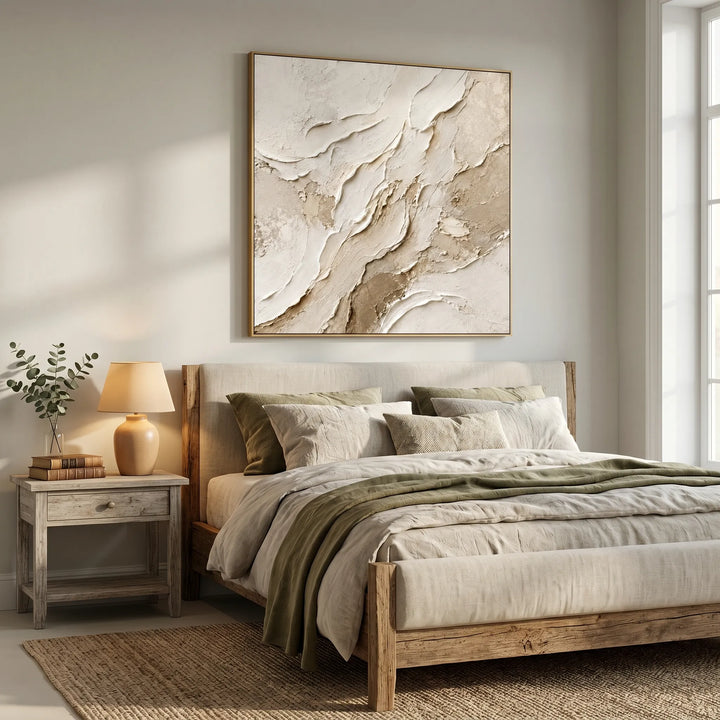 Neutral Textured Oil Painting Canvas Wall Art AA