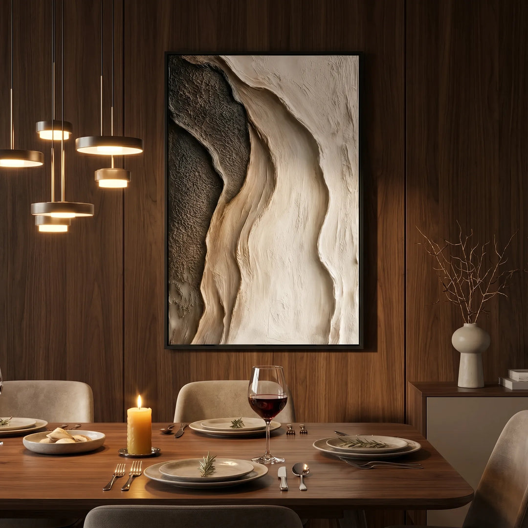 Neutral Textured Abstract Original Oil Painting Wall Art AA