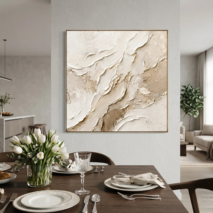 Neutral Textured Oil Painting Canvas Wall Art AA