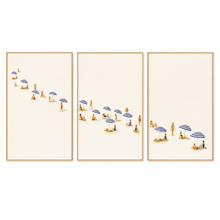 Minimalist Beach Figures Neutral Wall Art Triptych – TP