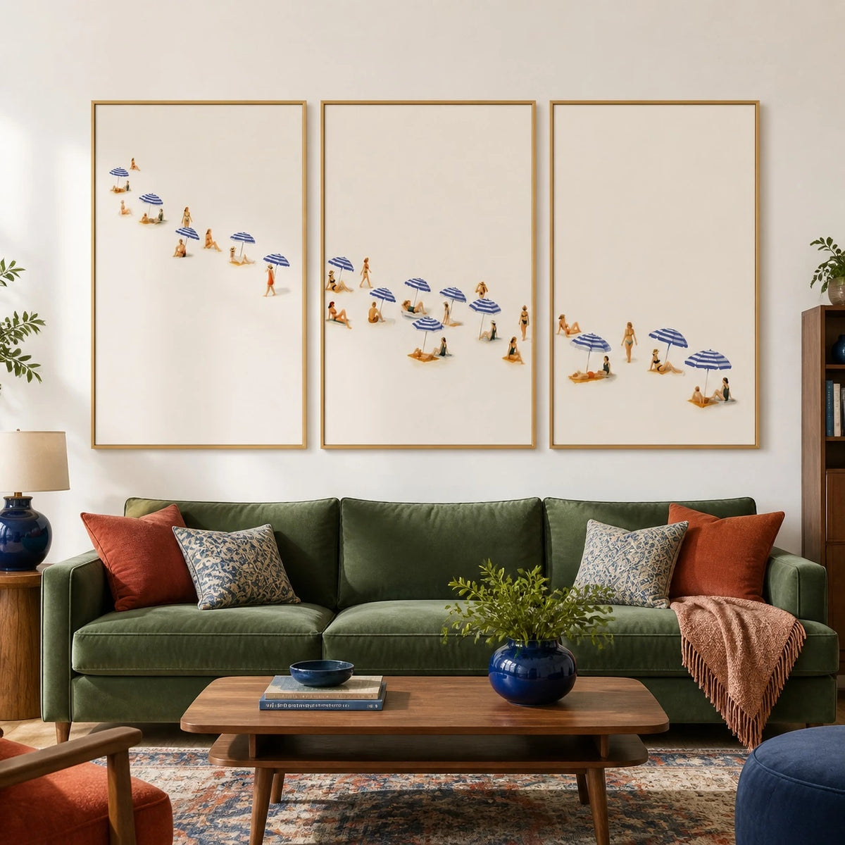 Minimalist Beach Figures Neutral Wall Art Triptych – TP#1412