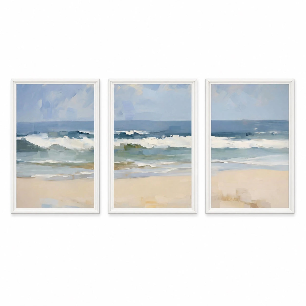 Coastal Beach Wave Ocean Wall Art Triptych – TP#1409