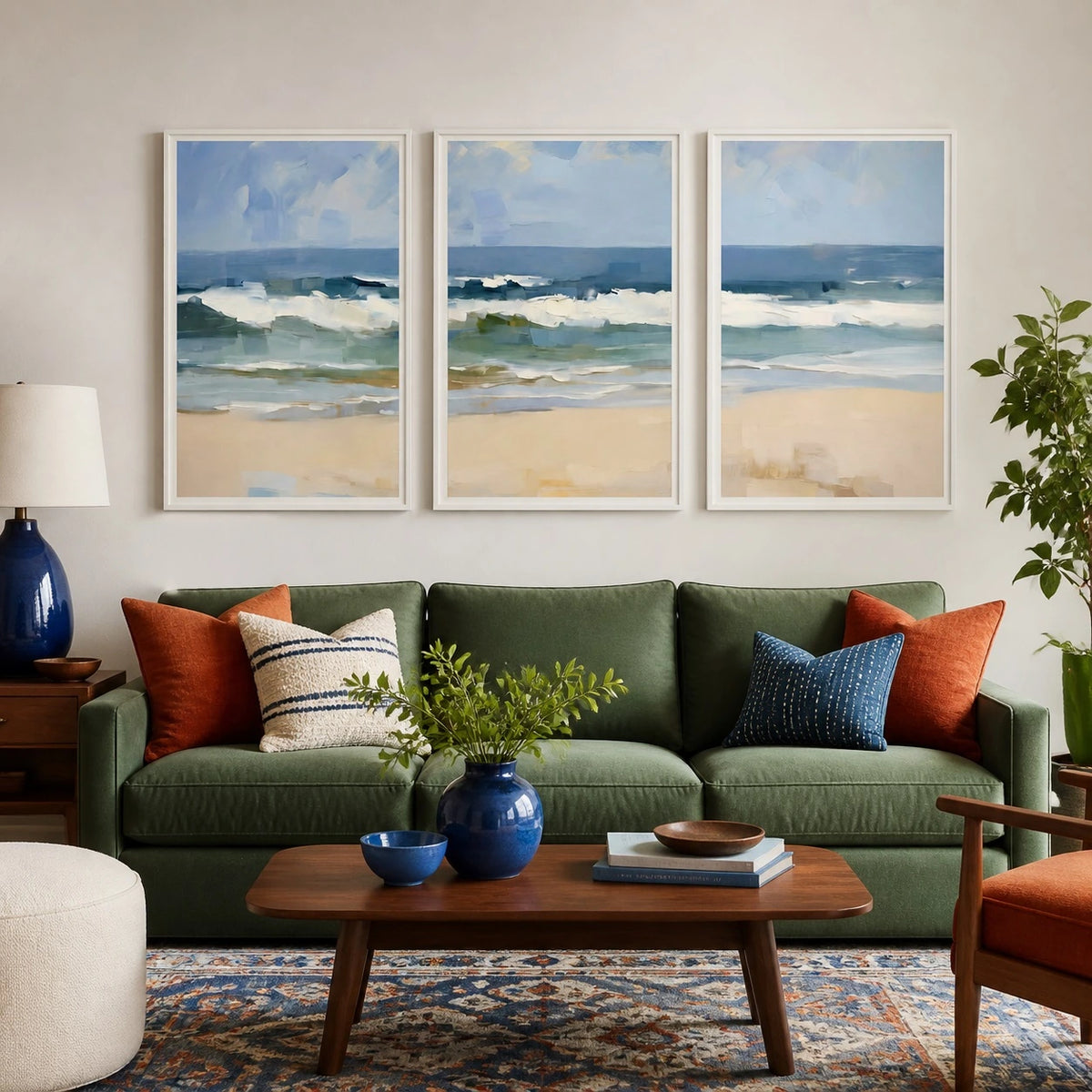 Coastal Beach Wave Ocean Wall Art Triptych – TP#1409