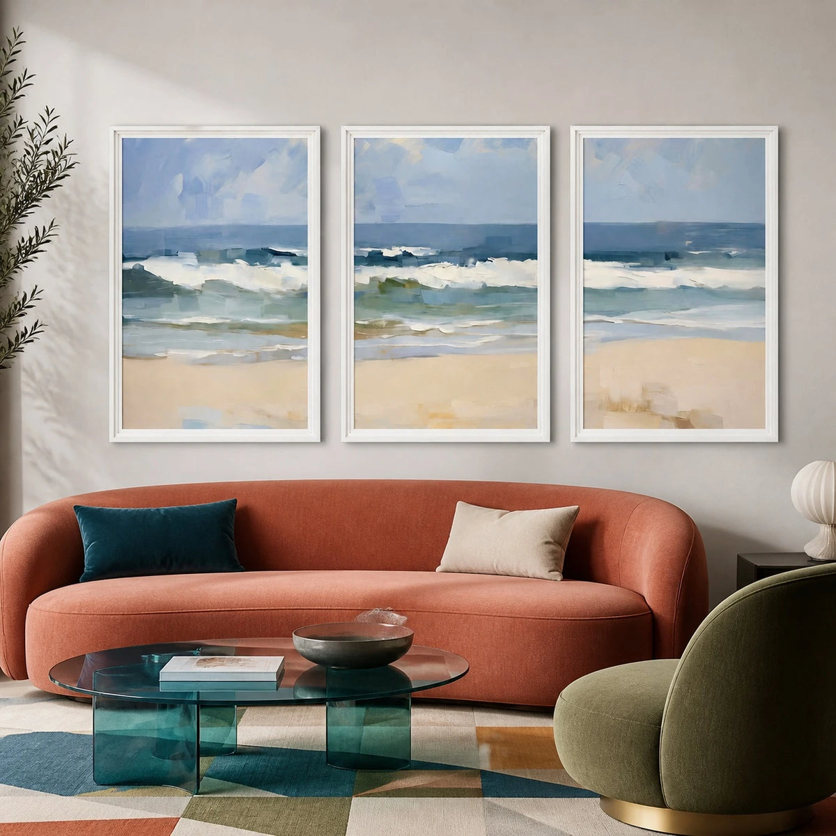 Coastal Beach Wave Ocean Wall Art Triptych – TP#1409