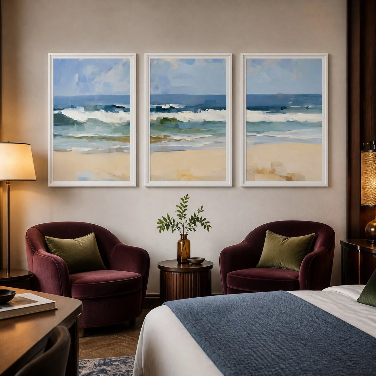 Coastal Beach Wave Ocean Wall Art Triptych – TP#1409