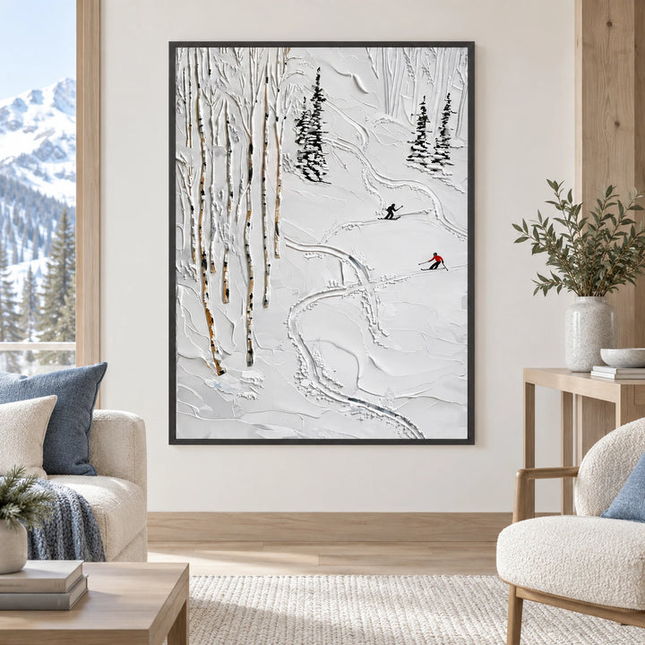 Birch Forest Ski Trail Oil Painting – SK