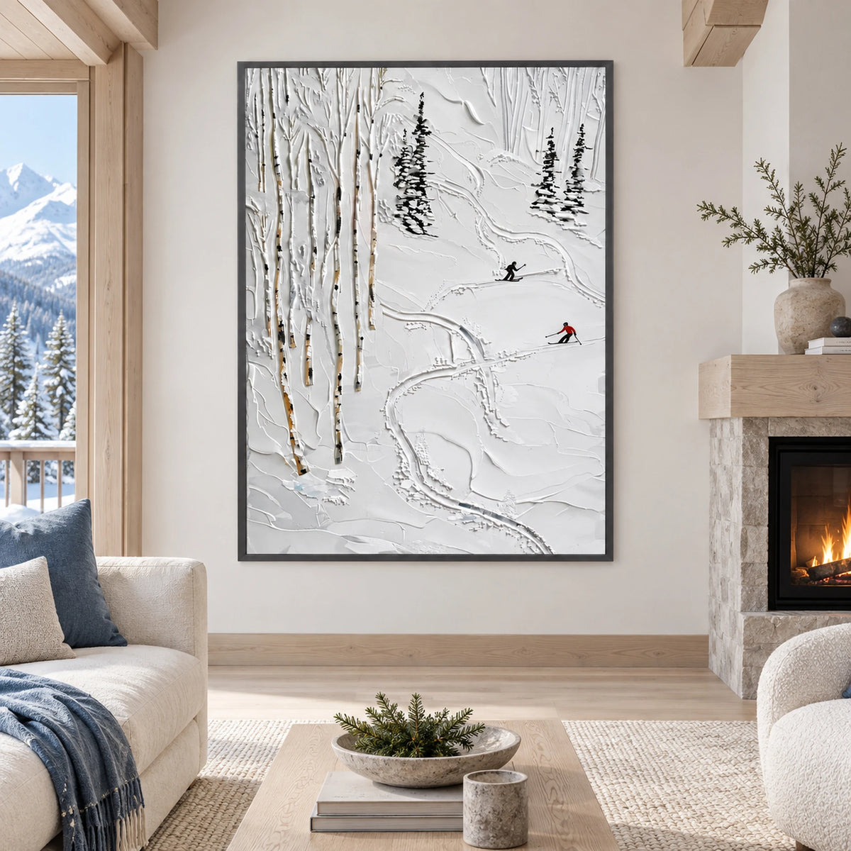 Birch Forest Ski Trail Oil Painting – SK#0905