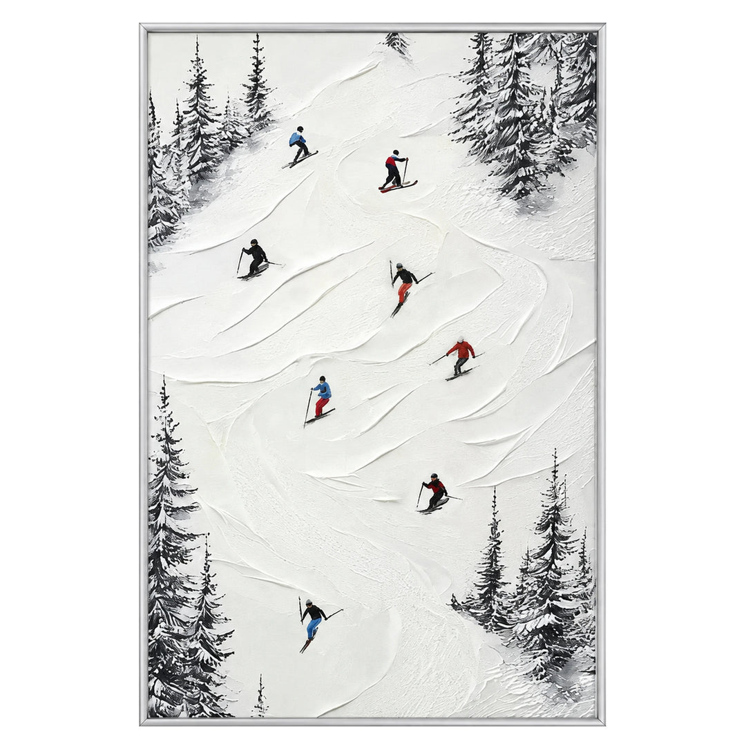 Black Pine Skiers Oil Painting – SK