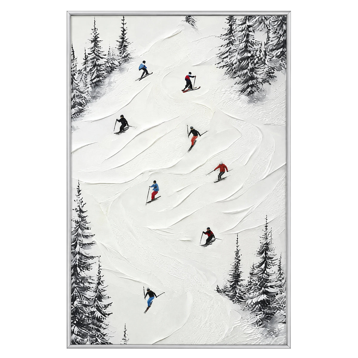 Black Pine Skiers Oil Painting – SK#0938