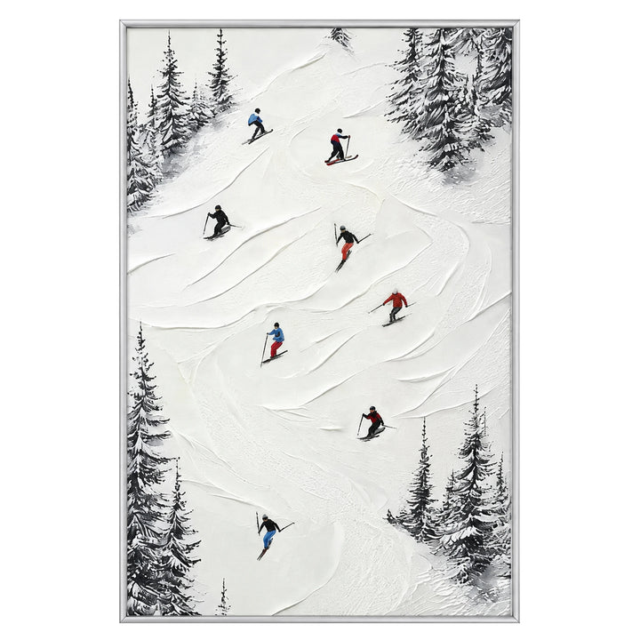 Black Pine Skiers Oil Painting – SK
