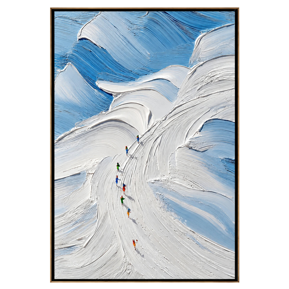 Blue Abstract Ski Mountain Oil Painting – SK#0940