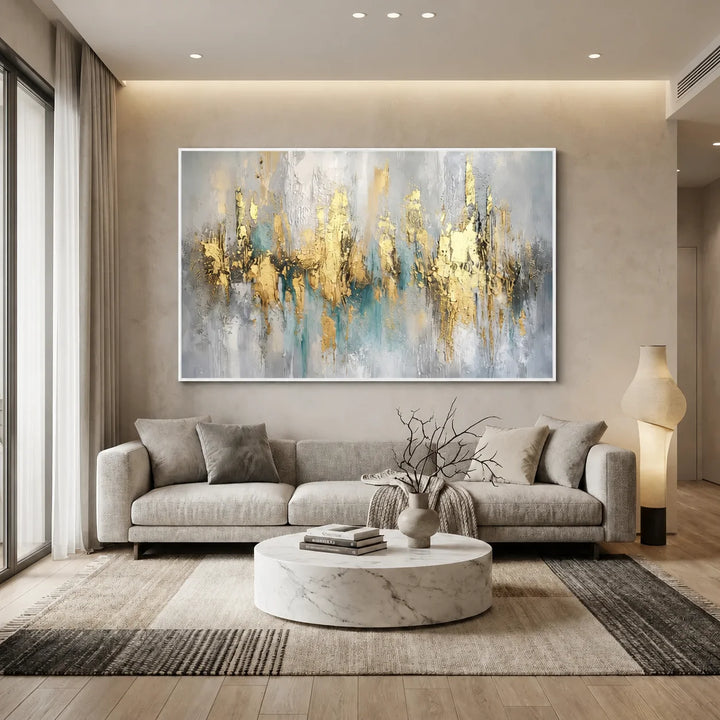 Blue and Gold Abstract Landscape Painting TA
