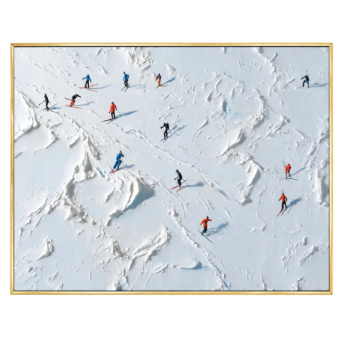 Blue Snowfield Skiers Oil Painting – SK#0908