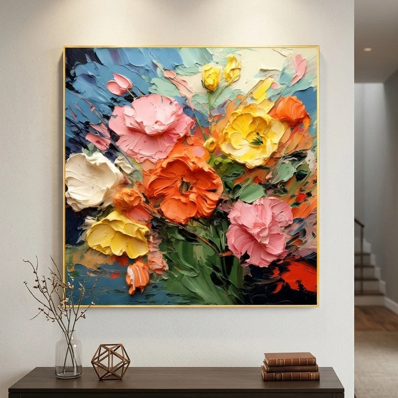 Bright Floral Canvas Art AA#3011 — Existing room preview room preview