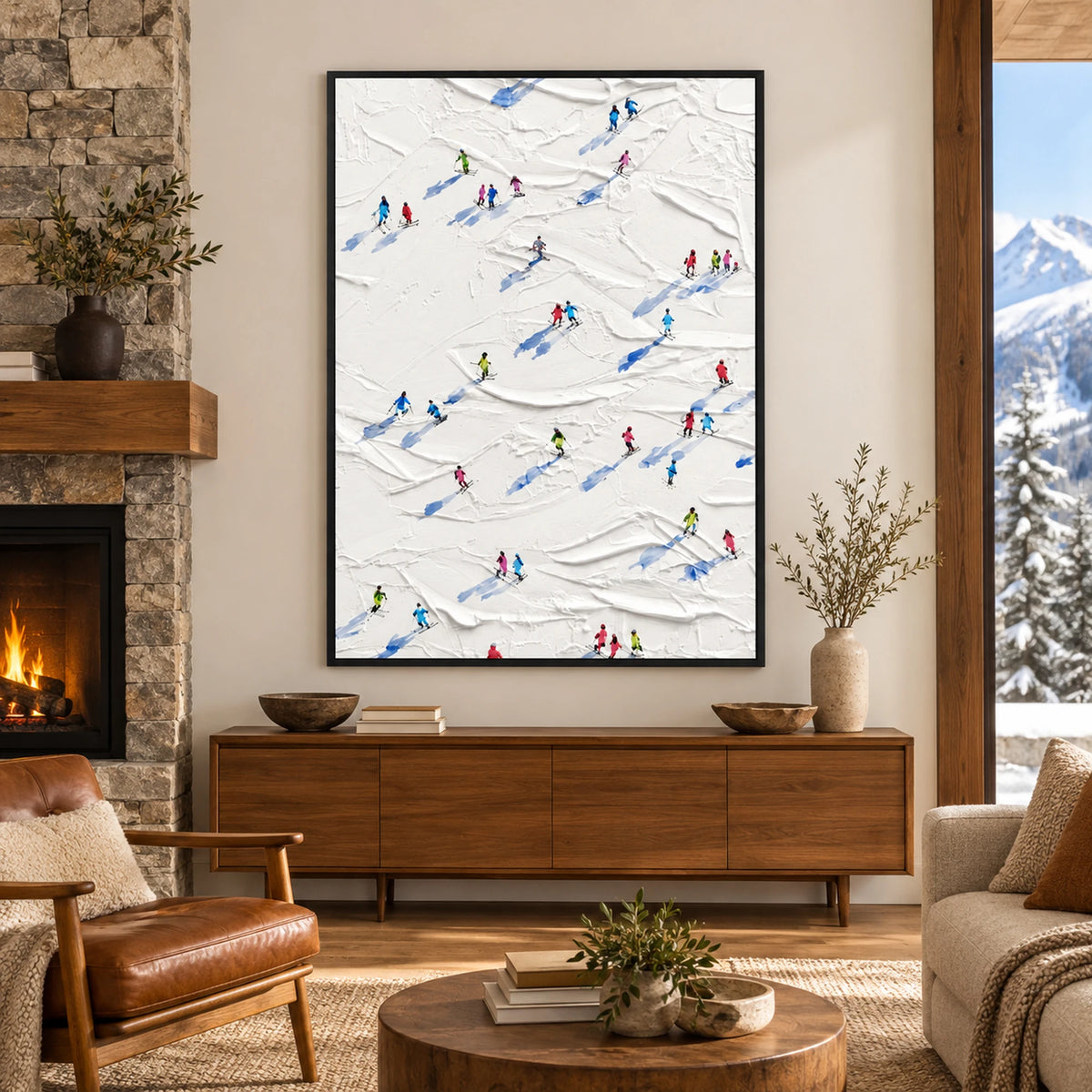 Busy Ski Trails Oil Painting – SK#0913