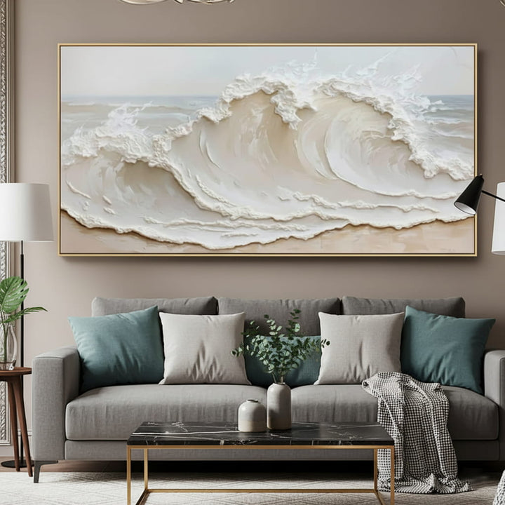 Chalk Breaker – Textured Wave Hand-Painted Oil Painting