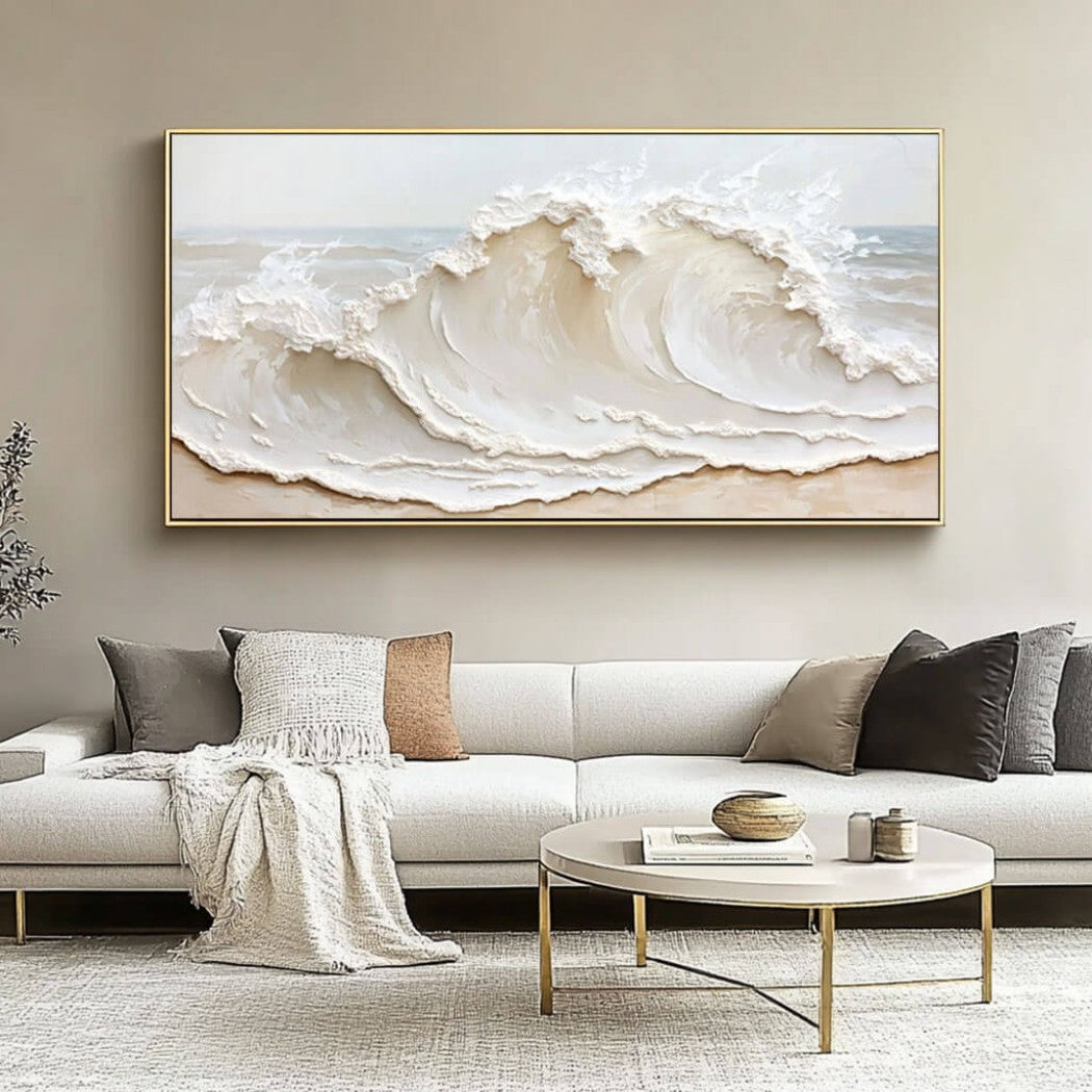 Chalk Breaker – Textured Wave Hand-Painted Oil Painting