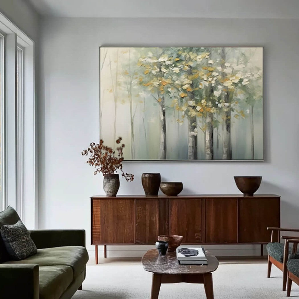 Chiffon Canopy – Misty Forest Hand-Painted Oil Painting