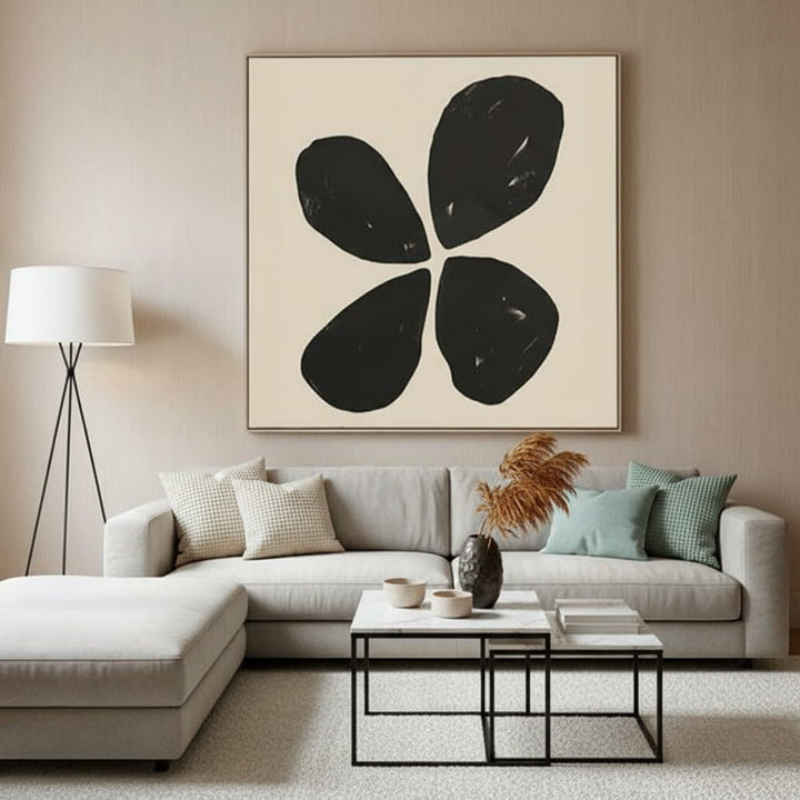 Clover Nocturne – Abstract Floral Hand-Painted Oil Painting