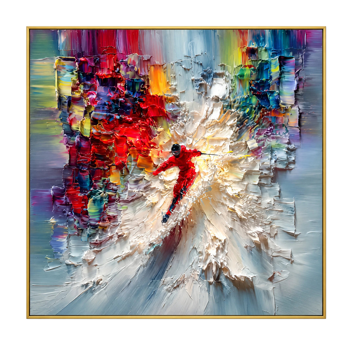 Colorful Downhill Skier Oil Painting – SK#0904
