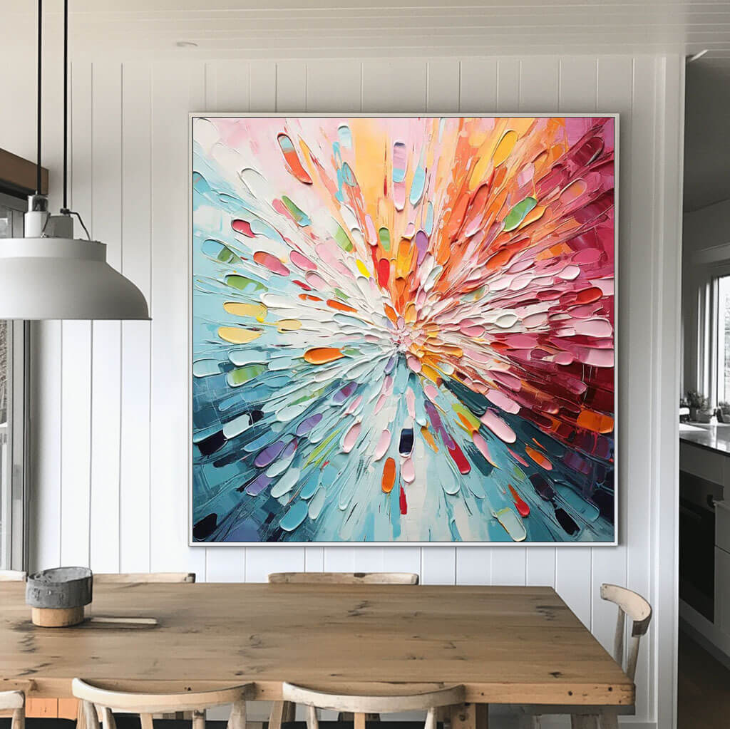 Chromatic Burst – Radial Hand-Painted Oil Painting