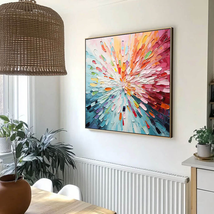 Chromatic Burst – Radial Hand-Painted Oil Painting