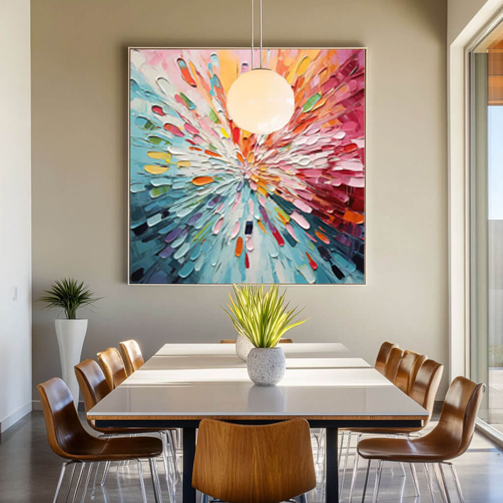 Chromatic Burst – Radial Hand-Painted Oil Painting