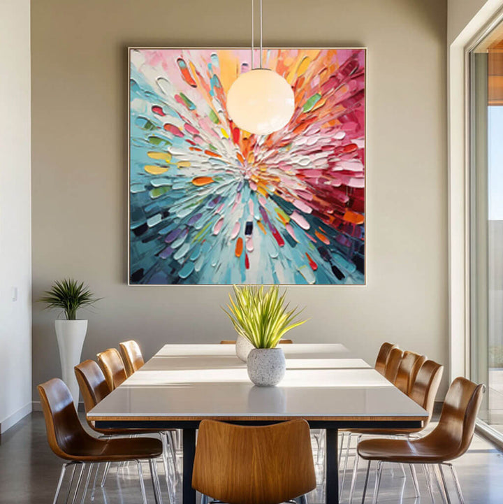 Chromatic Burst – Radial Hand-Painted Oil Painting