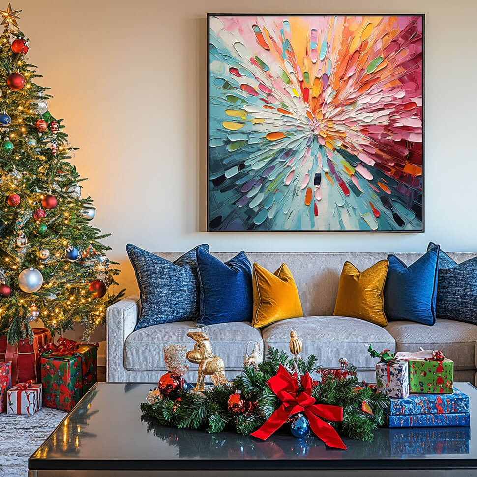 Chromatic Burst – Radial Hand-Painted Oil Painting