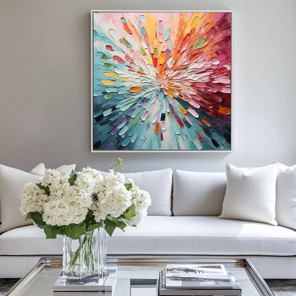 Chromatic Burst – Radial Hand-Painted Oil Painting