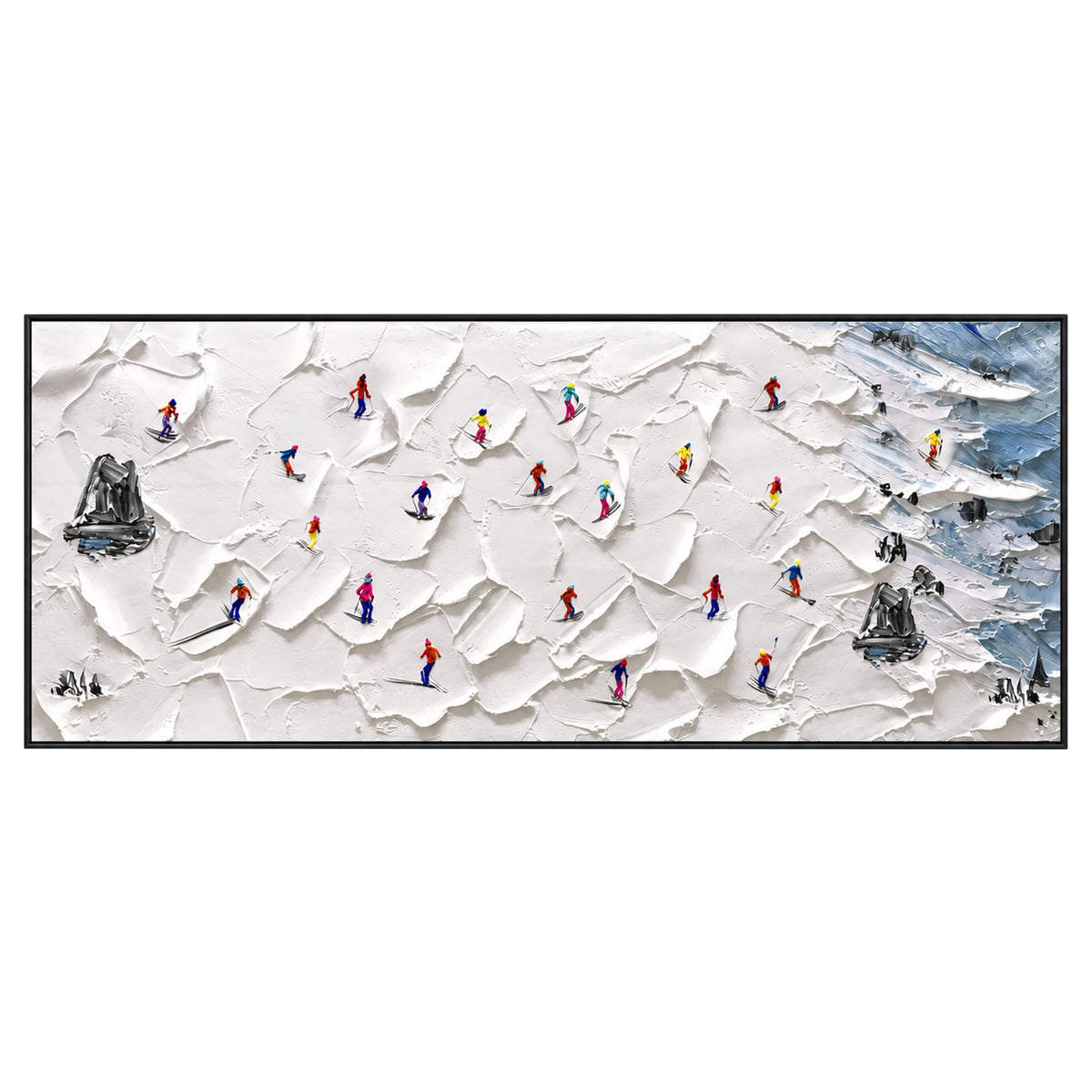Crowded Snowfield Skiers Oil Painting – SK#0943