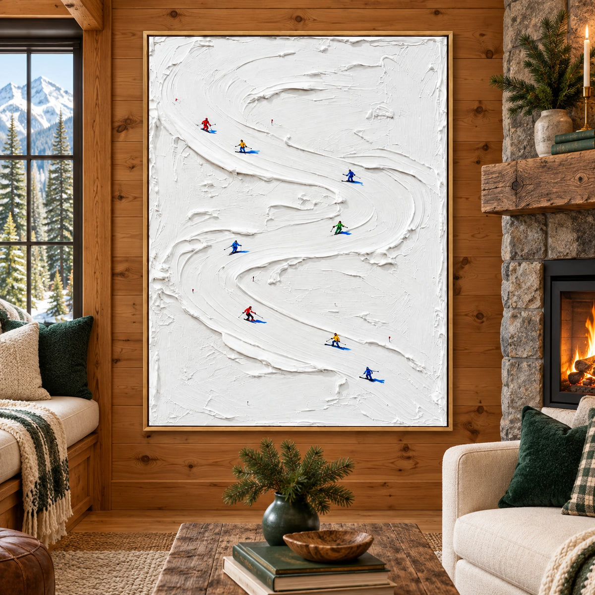 Curving Ski Slope Oil Painting – SK#0925