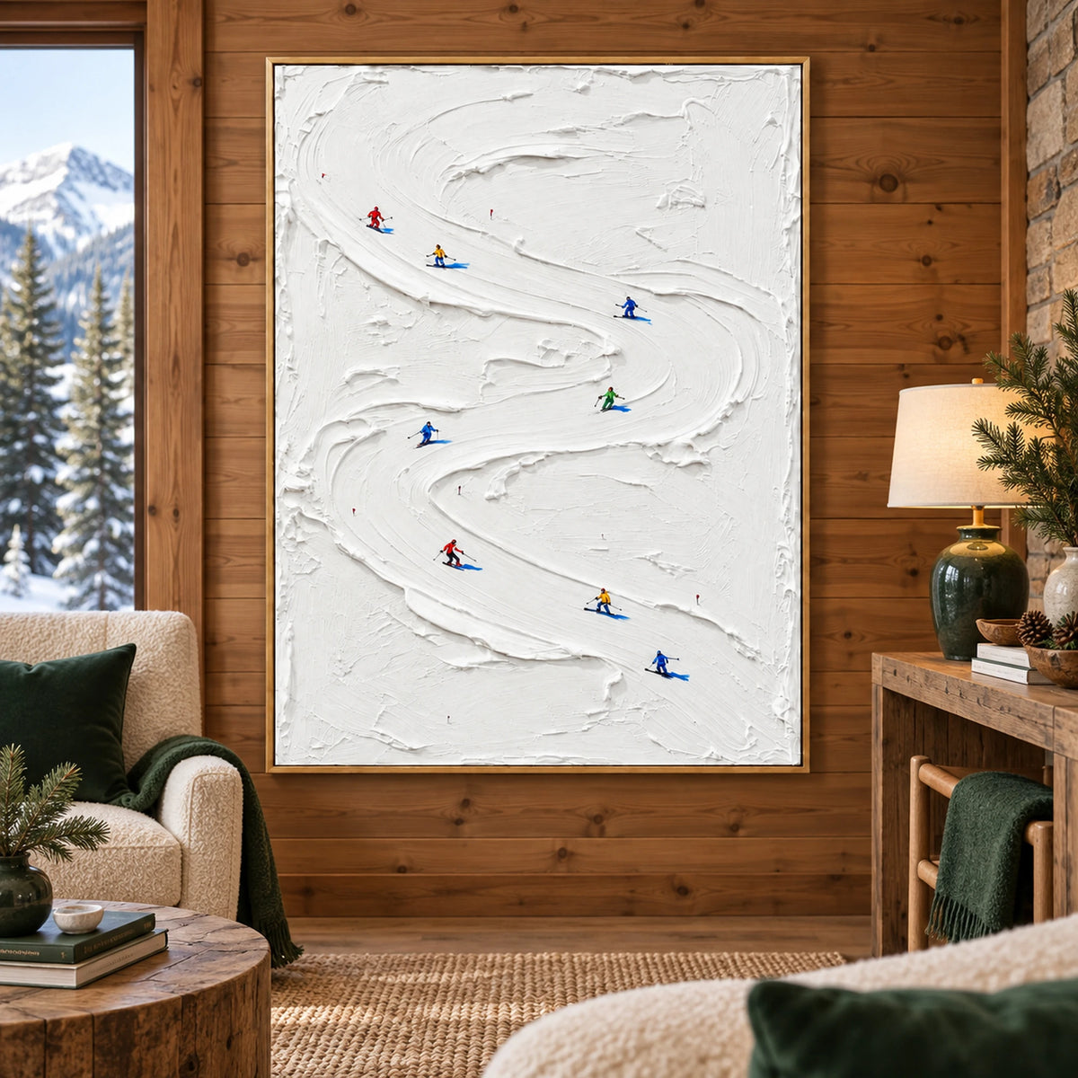 Curving Ski Slope Oil Painting – SK#0925